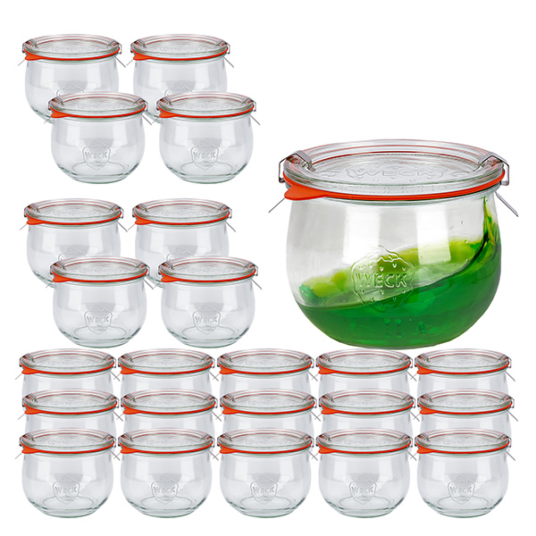 Zestaw 24 s&#322;oik&#243;w Weck 580ml tulipan 1/2L z 24 szklanymi pokrywkami