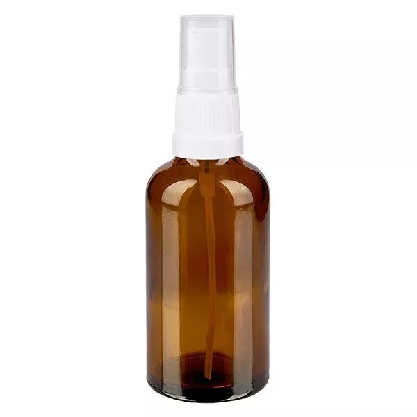 Butelka apteczna brązowa 50ml spray top biały Butelka apteczna brązowa 50ml spray top biały