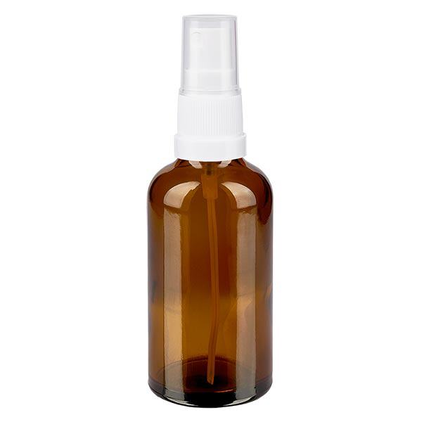 Butelka apteczna brązowa 50ml spray top biały Butelka apteczna brązowa 50ml spray top biały