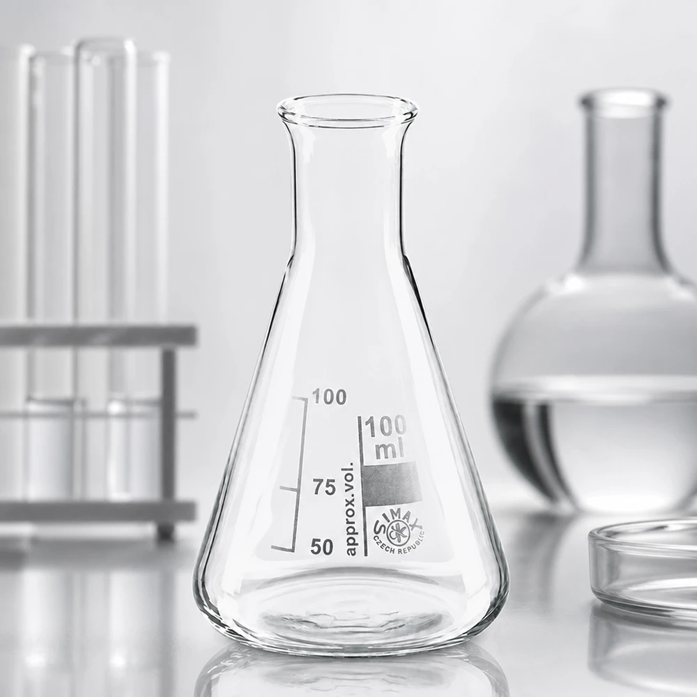 Kolba stożkowa Erlenmeyera 100 ml z wąską szyjką dla optymalnego mieszania i obrotu