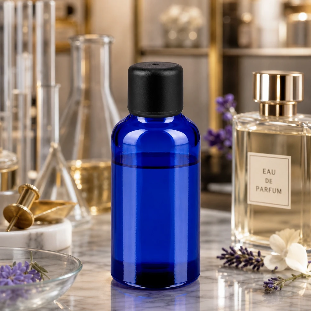 Butelka 30 ml 6 mm SV czarna STD BlueLine UT18/30 Poręczna szklana butelka o pojemności 30 ml w eleganckim niebieskim kolorze do profesjonalnej produkcji perfum i mieszanek aromatów