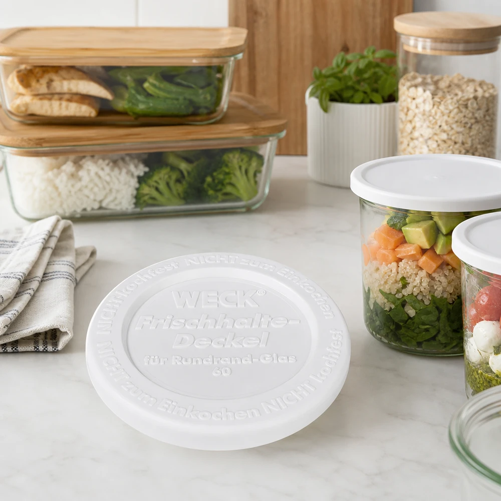 WECK/REX pokrywa utrzymująca świeżość RR60 WECK Keep Fresh Lid RR60 Meal Prep Sałatka w słoiku Przygotuj zdrowe posiłki Warzywa w słoiku warstwowym