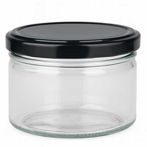 Słoik okrągły 540 ml z pokrywką BasicSeal czarna UN..