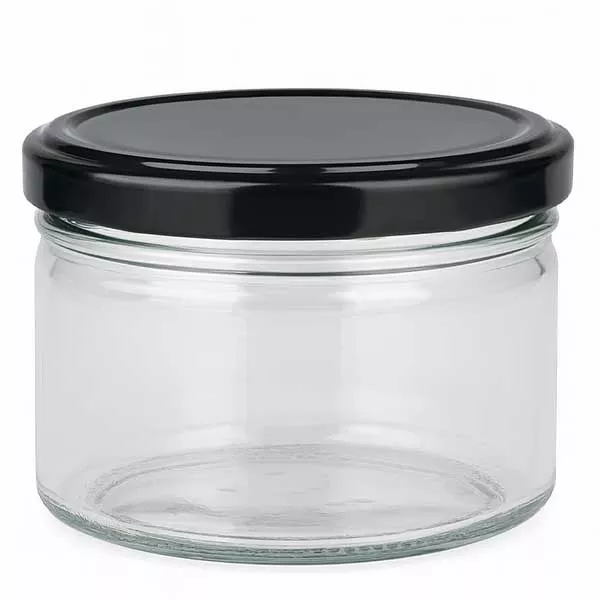 Słoik okrągły 540 ml z pokrywką BasicSeal czarna UN..