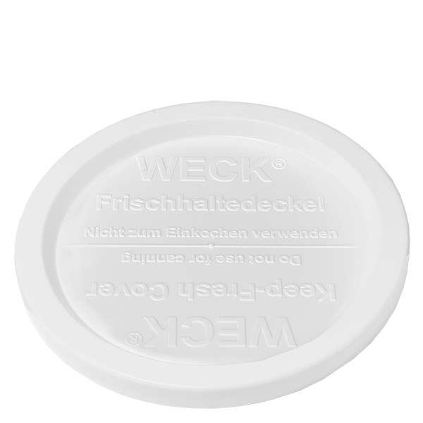 Słoik o pojemności 370 ml z pokrywką zachowującą świeżość WECK RR100 Pokrywka WECK freshness biała do kubków RR100 370 ml Wymienna pokrywka z wytłoczeniami i pierścieniem uszczelniającym