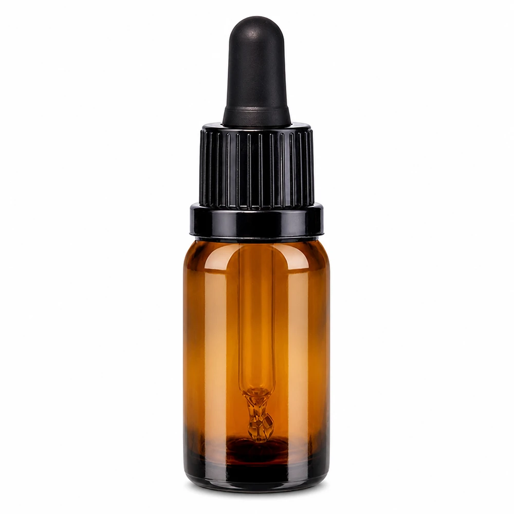 Butelka z pipetą 10 ml, brązowa z czarnym zakraplaczem do olejków eterycznych i serum