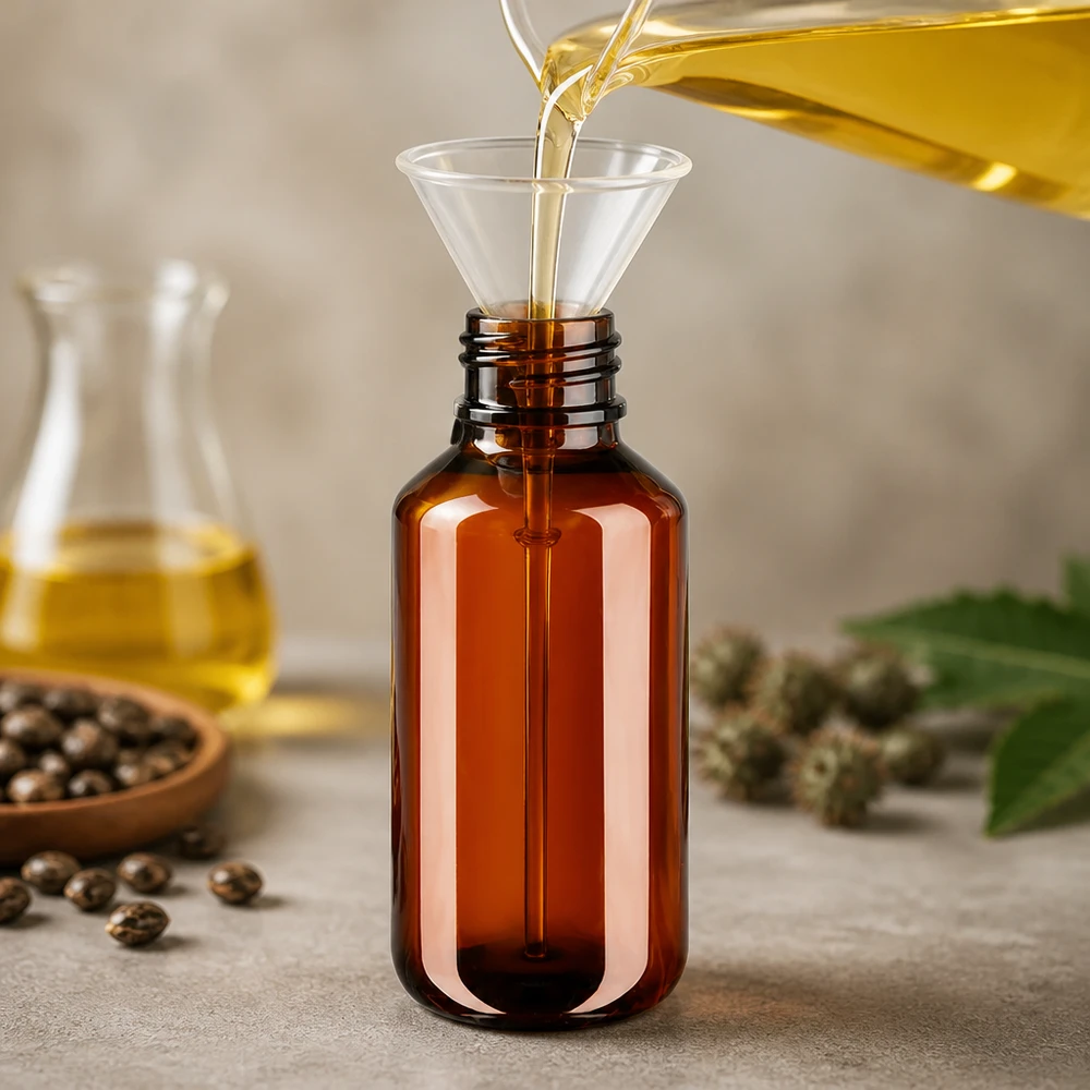 Butelka PET 100 ml z czarną nakrętką OV Nachfüllbare PET Flasche 100ml für Öle und Tinkturen mit Rizinussamen Dekoration