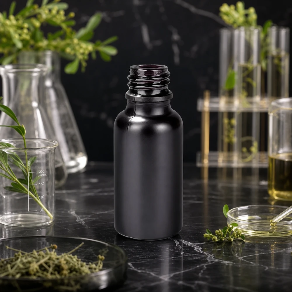 20 ml czarna szklana butelka UT18/20 UNiTWIST do olejków aromaterapeutycznych i ekstraktów ziołowych