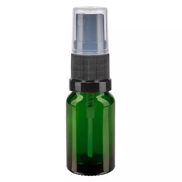 Butelka apteczna zielona 10ml spray top czarny
