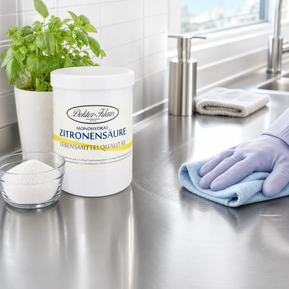 Doktor-Klaus kwasek cytrynowy 1000g środek do czyszczenia blatów kuchennych z rękawicą czyszczącą