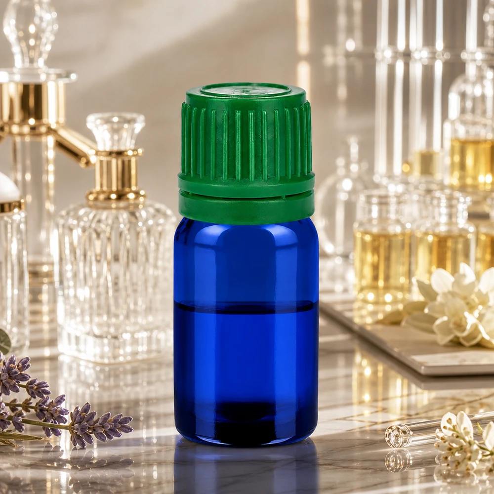Butelka 5 ml 11 mm SV zielona OV BlueLine UT18/5 5 ml szklana butelka BlueLine z rowkowaną zieloną zakrętką do bezpiecznego przechowywania olejków