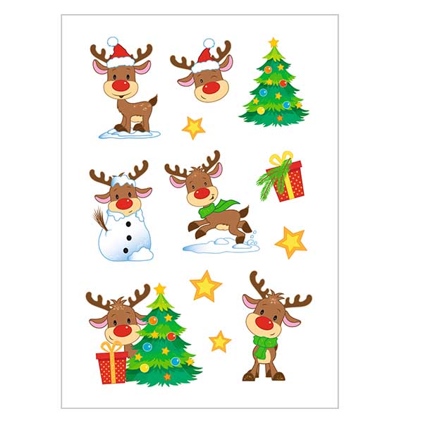 Naklejki "Rudolf" (24 naklejki z brokatem) | 2 arkusze = 24 naklejki papierowe. Naklejki "Rudolf" (24 naklejki z brokatem) | 2 arkusze = 24 naklejki papierowe.