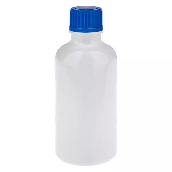 Butelka 50 ml z niebieskim zakrętką 11 mm, standardowa WhiteLine UT18/50 Butelka 50 ml z niebieskim zakrętką 11 mm, standardowa WhiteLine UT18/50
