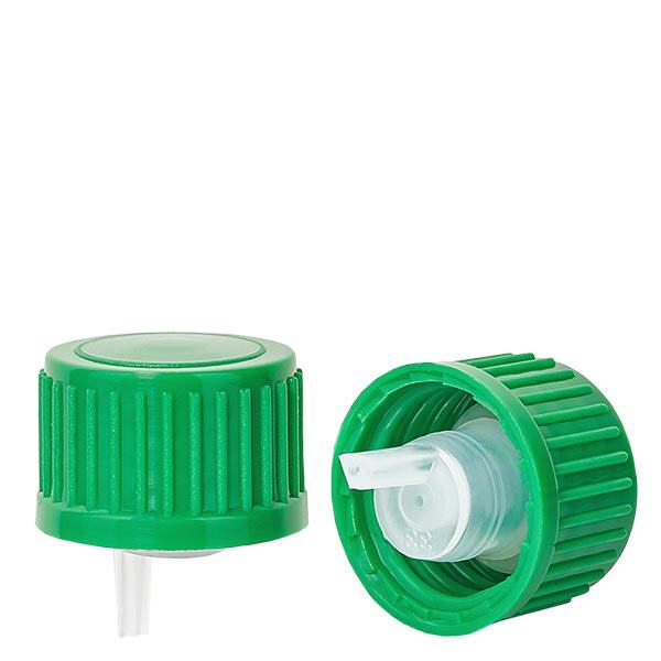 Nasadka kroplomierza 0,8 mm zielona (DIN18, UT18) w standardzie. Pionowy zakraplacz. Do ApoGlas®, UNiTWIST® i Miron® Apofl. 5-100 ml z gwintem 18 mm. Nasadka kroplomierza 0,8 mm zielona (DIN18, UT18) w standardzie. Pionowy zakraplacz. Do ApoGlas®, UNiTWIST® i Miron® Apofl. 5-100 ml z gwintem 18 mm.