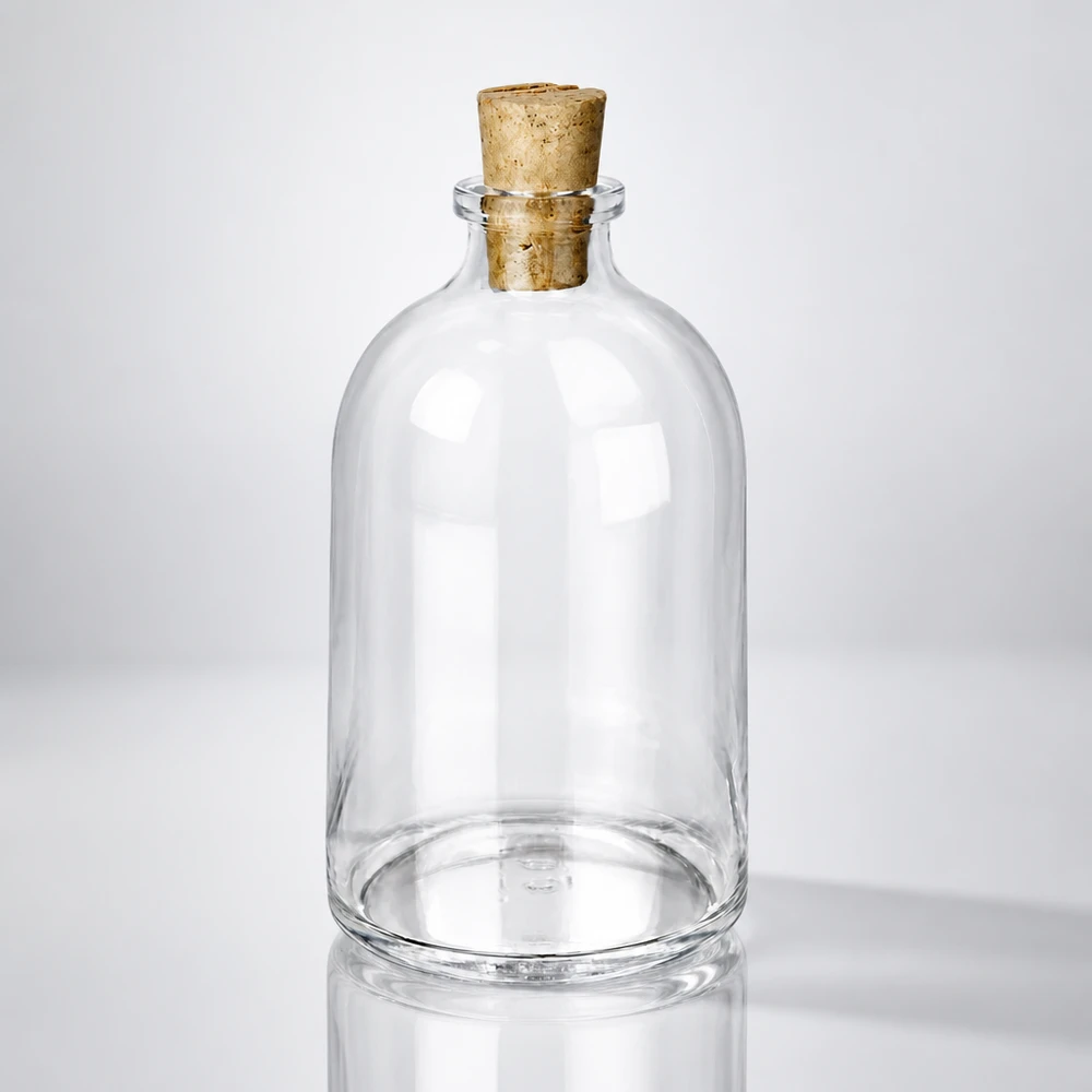 Butelka z przezroczystego szkła 100 ml z korkiem 11/14 mm Vintage Glasflasche 100ml mit Korkstopfen 11/14mm für Deko und Aufbewahrung