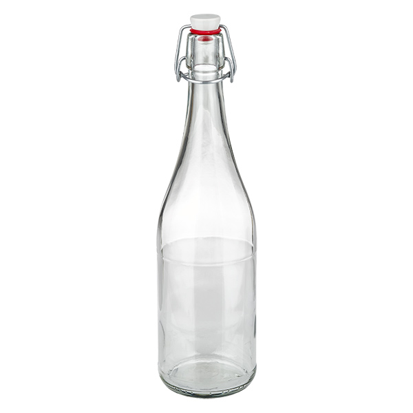 Szklana butelka 750 ml i zamknięcie z uchwytem PVC UNiTWIST 750ml szklana butelka z uchylną pokrywą PVC UNiTWIST przezroczysta pusta stojąca zdjęcie produktu