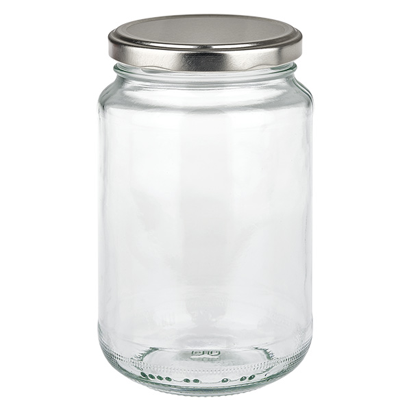 375 ml okr&#261;g&#322;y s&#322;oik z pokrywk&#261; BasicSeal srebrn&#261; UNiTWIST