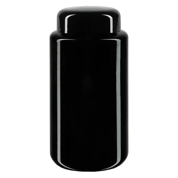 Słoik z szeroką szyjką z fioletowego szkła o pojemności 200 ml, z czarną pokrywką Słoik z szeroką szyjką z fioletowego szkła o pojemności 200 ml, z czarną pokrywką