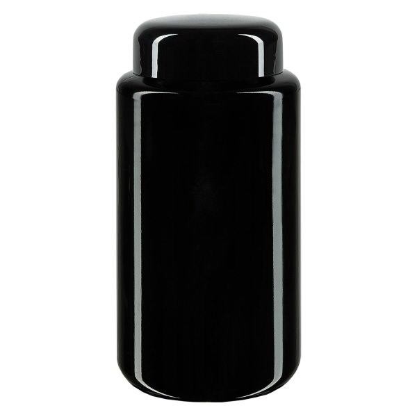 Słoik z szeroką szyjką z fioletowego szkła o pojemności 200 ml, z czarną pokrywką Słoik z szeroką szyjką z fioletowego szkła o pojemności 200 ml, z czarną pokrywką