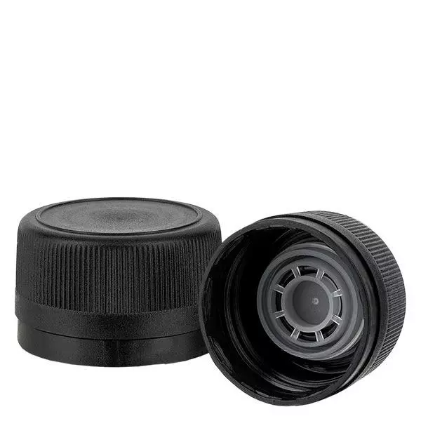 Zakrętka PP 31,5 mm, czarna, wlew r. OV Zakrętka PP 31,5 mm, czarna, wlew r. OV