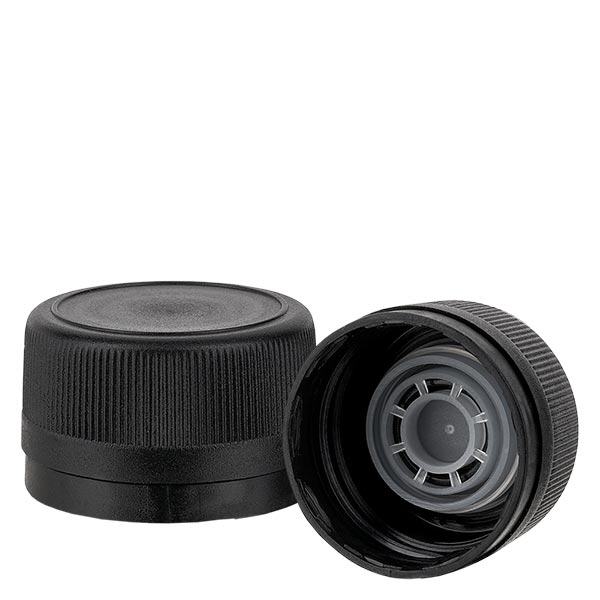Zakrętka PP 31,5 mm, czarna, wlew r. OV Zakrętka PP 31,5 mm, czarna, wlew r. OV