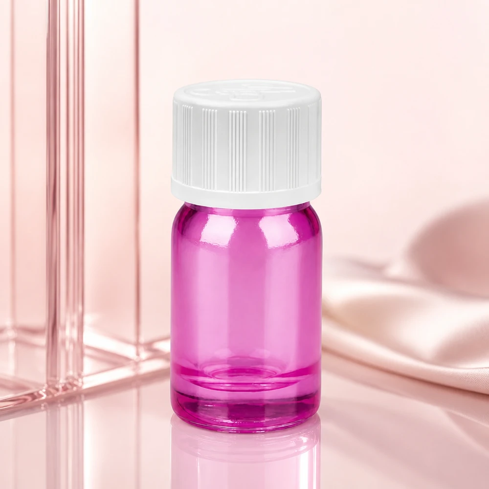 Butelka z zakraplaczem 5 ml 1,2 mm biała standardowa PurpleLine z zabezpieczeniem przed dziećmi. UT18/5 Wysokiej jakości szklana butelka z zakraplaczem o pojemności 5 ml w jasnofioletowym kolorze z precyzyjnym systemem zakrapiania.