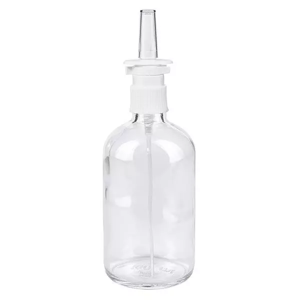 Butelka apteczna przezroczysta 100ml atomizer do nosa biały St