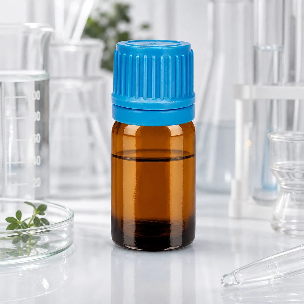 5 ml szklana butelka BrownLine z ochroną UV i niebieską zakrętką 11 mm do użytku laboratoryjnego