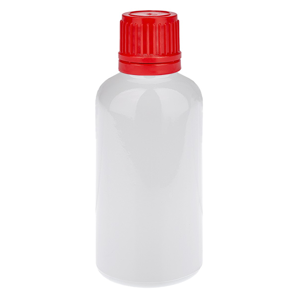 Butelka 50 ml z czerwonym zakrętką 11 mm, zakrętka zabezpieczająca WhiteLine UT18/50 Butelka 50 ml z czerwonym zakrętką 11 mm, zakrętka zabezpieczająca WhiteLine UT18/50