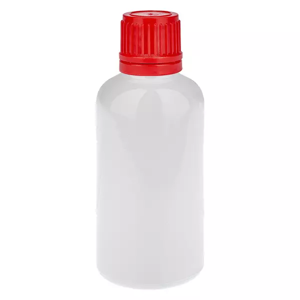 Butelka 50 ml z czerwonym zakrętką 11 mm, zakrętka zabezpieczająca WhiteLine UT18/50