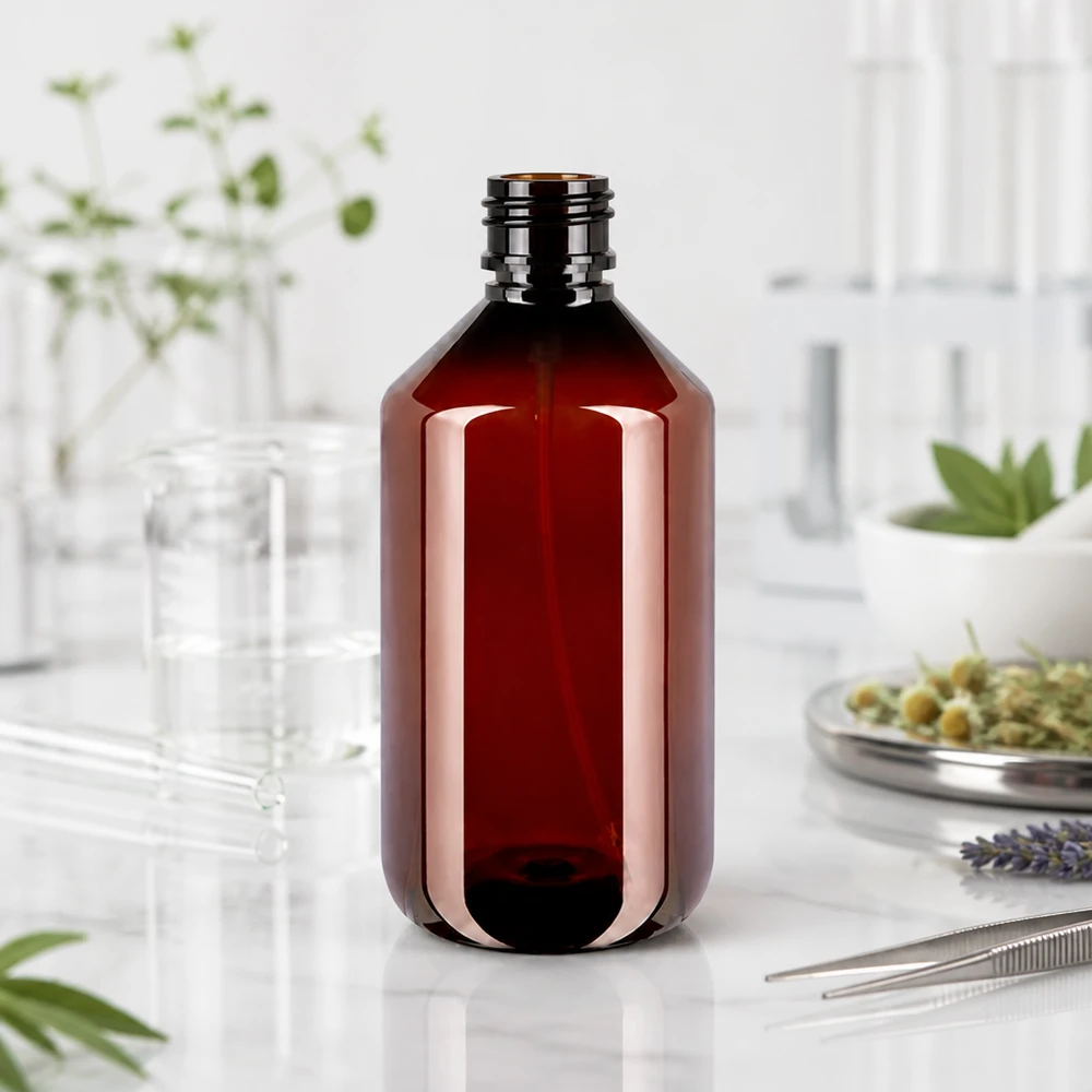 Apothekerflasche aus braunem PET 500ml Füllmenge für lichtempfindliche Flüssigkeiten