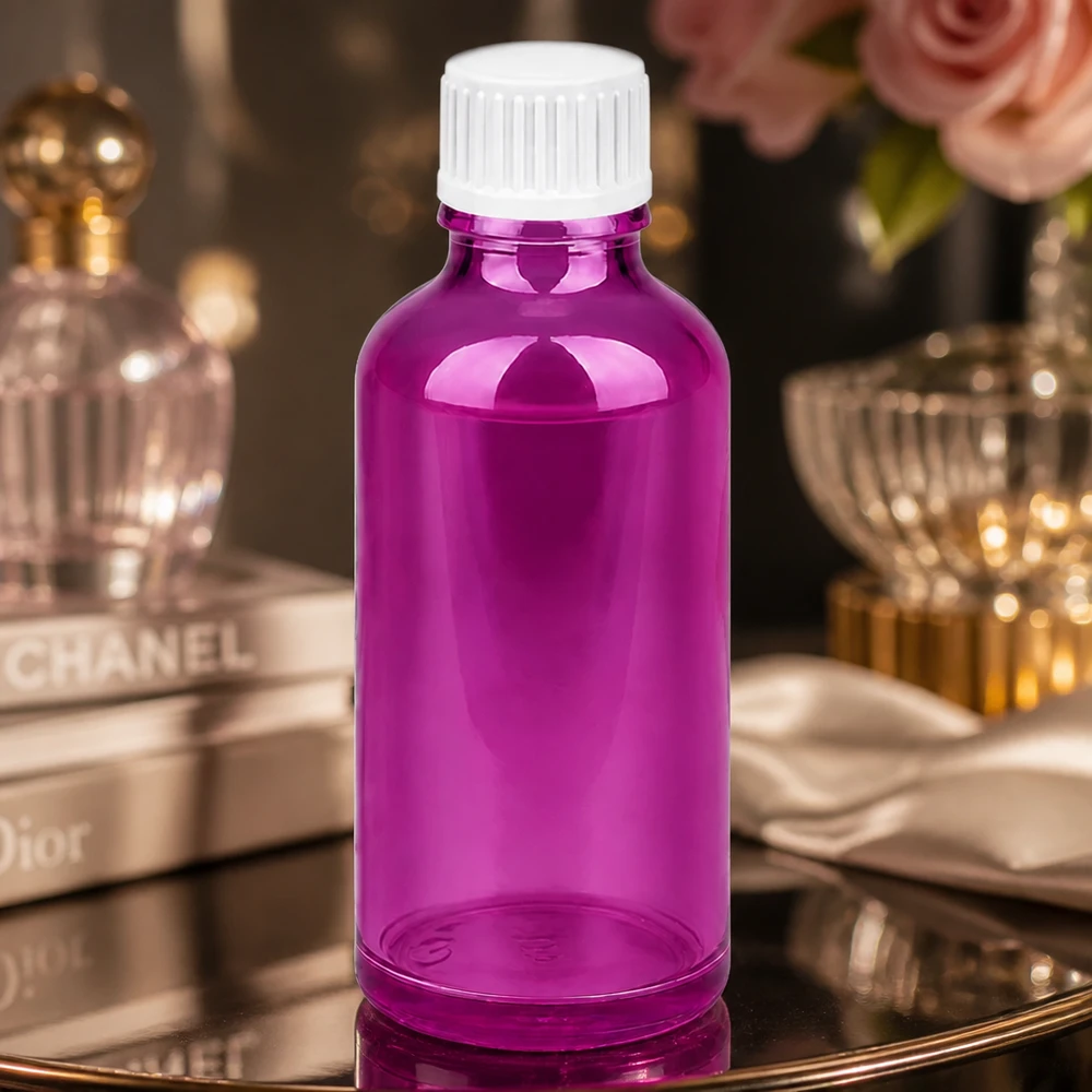 Mała 50 ml fioletowa butelka z zakraplaczem do kosmetyków DIY i domowych serum