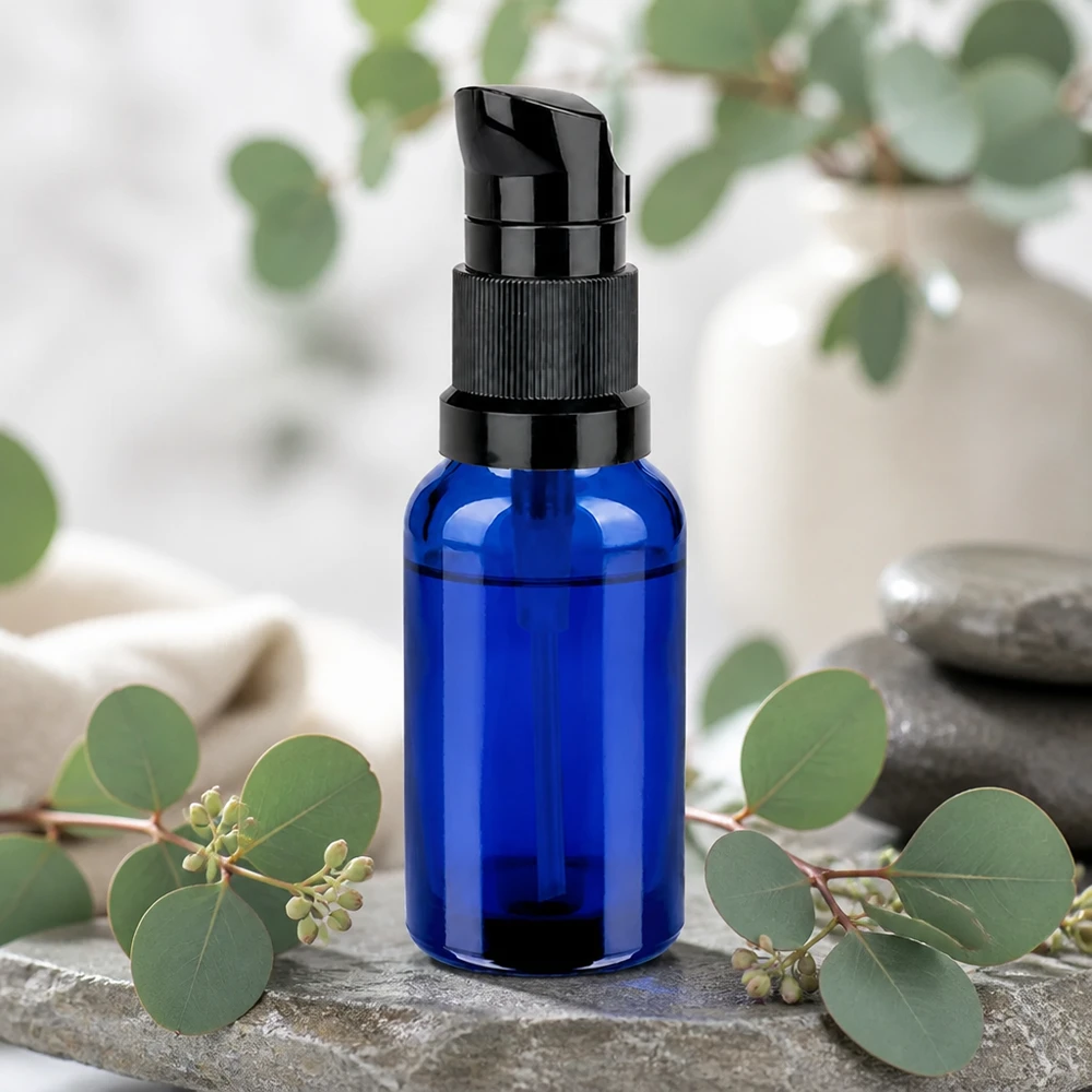 Butelka z pompką 20 ml czarna STD BlueLine UT18/20 - wysokiej jakości szklana butelka z pompką