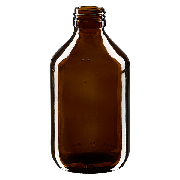 Butelka na leki 250 ml br&#261;zowa, bez zakr&#281;tki PP28 ApoGlas. Farmaceutyczna jako&#347;&#263; produkcji UE. Gwint 28 mm. (syrop, butelka z lekkiego szk&#322;a)