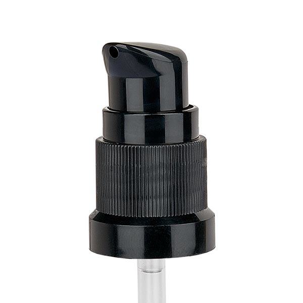 Pompka dozownika w kolorze czarnym (DIN18, UT18) ze standardową nasadką. Do butelek farmaceutycznych ApoGlas®, UNiTWIST® i Miron® 5-100 ml z gwintem 18 mm. Pompka dozownika w kolorze czarnym (DIN18, UT18) ze standardową nasadką. Do butelek farmaceutycznych ApoGlas®, UNiTWIST® i Miron® 5-100 ml z gwintem 18 mm.