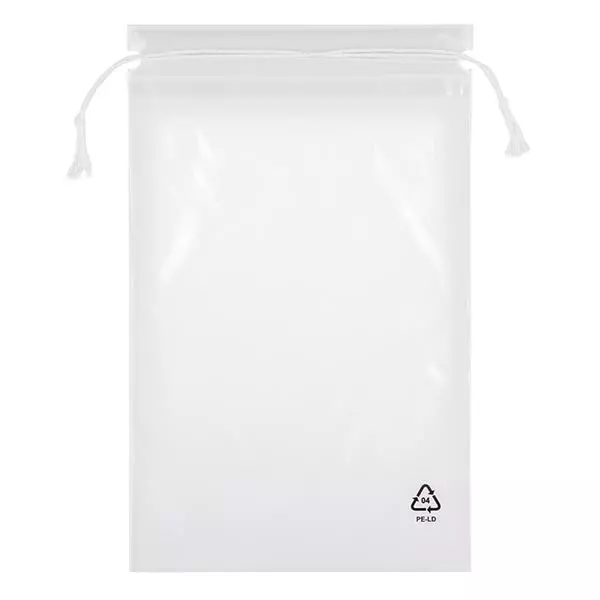 Worek ze sznurkiem (opakowanie 100 szt.) 200x270 mm. Wykonane z przezroczystego LDPE. Bezpieczny dla żywności. Z bawełnianym sznurkiem. Grubość 50 µm. Worek ze sznurkiem (opakowanie 100 szt.) 200x270 mm. Wykonane z przezroczystego LDPE. Bezpieczny dla żywności. Z bawełnianym sznurkiem. Grubość 50 µm.