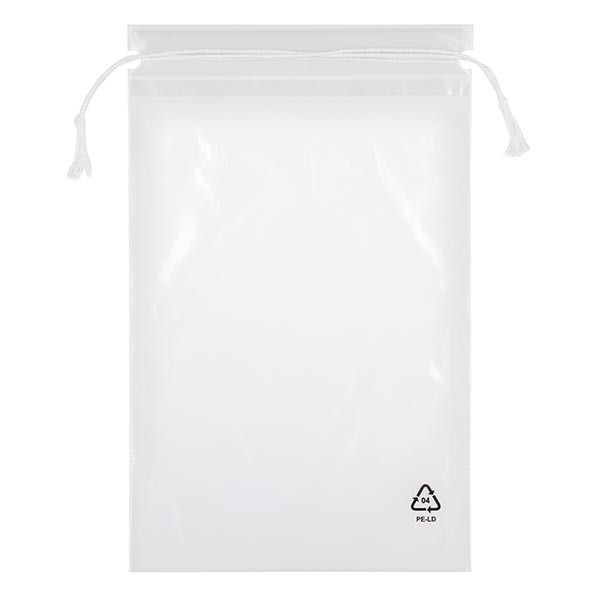Torebka ze sznurkiem ściągającym (opakowanie 100 szt.) 150x210 mm. Wykonane z przezroczystego LDPE. Bezpieczne dla żywności. Z bawełnianym ściągaczem. Grubość 50 µm. Torebka ze sznurkiem ściągającym (opakowanie 100 szt.) 150x210 mm. Wykonane z przezroczystego LDPE. Bezpieczne dla żywności. Z bawełnianym ściągaczem. Grubość 50 µm.