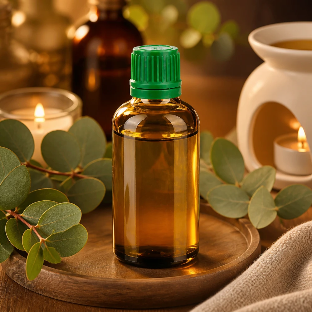 Kompaktowa butelka aptekarska o pojemności 50 ml z zieloną zakrętką, idealna do aromaterapii i kosmetyków naturalnych.