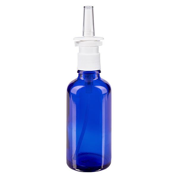 Butelka apteczna niebieska 50ml atomizer do nosa biały St Butelka apteczna niebieska 50ml atomizer do nosa biały St