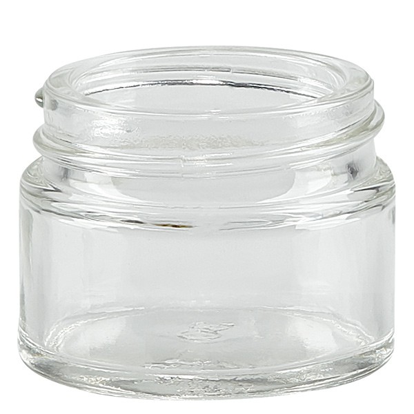 Słoiczek na maść (szklany) 15 ml, przezroczysty, bez pokrywki, gwint 38 mm/R3 Słoiczek na maść (szklany) 15 ml, przezroczysty, bez pokrywki, gwint 38 mm/R3