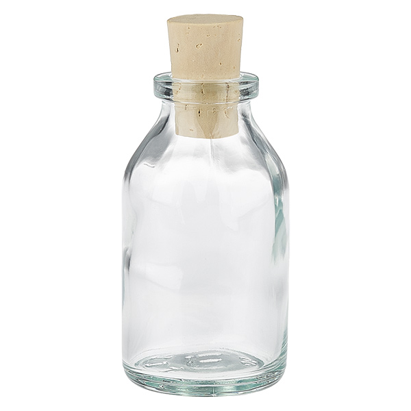 Przezroczysta szklana butelka 20 ml z korkiem 11/14 mm Przezroczysta szklana butelka 20 ml z korkiem 11/14 mm