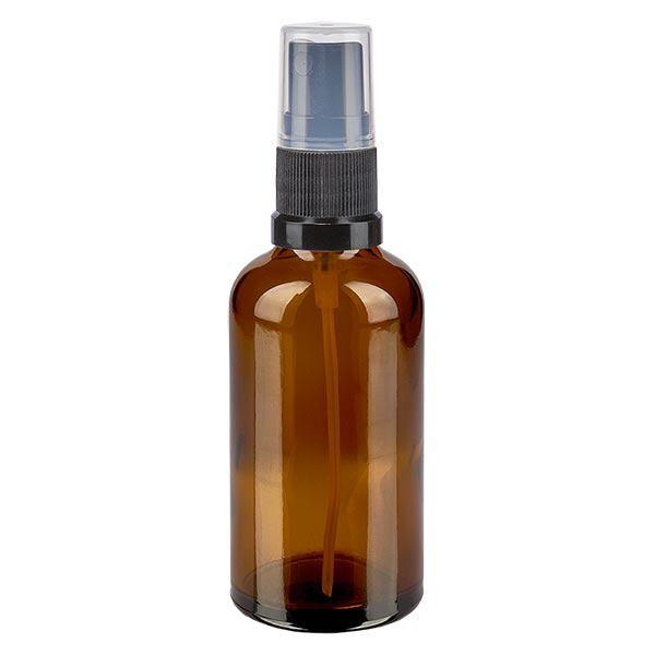 Butelka apteczna brązowa 50ml nasadka spray czarna Butelka apteczna brązowa 50ml nasadka spray czarna