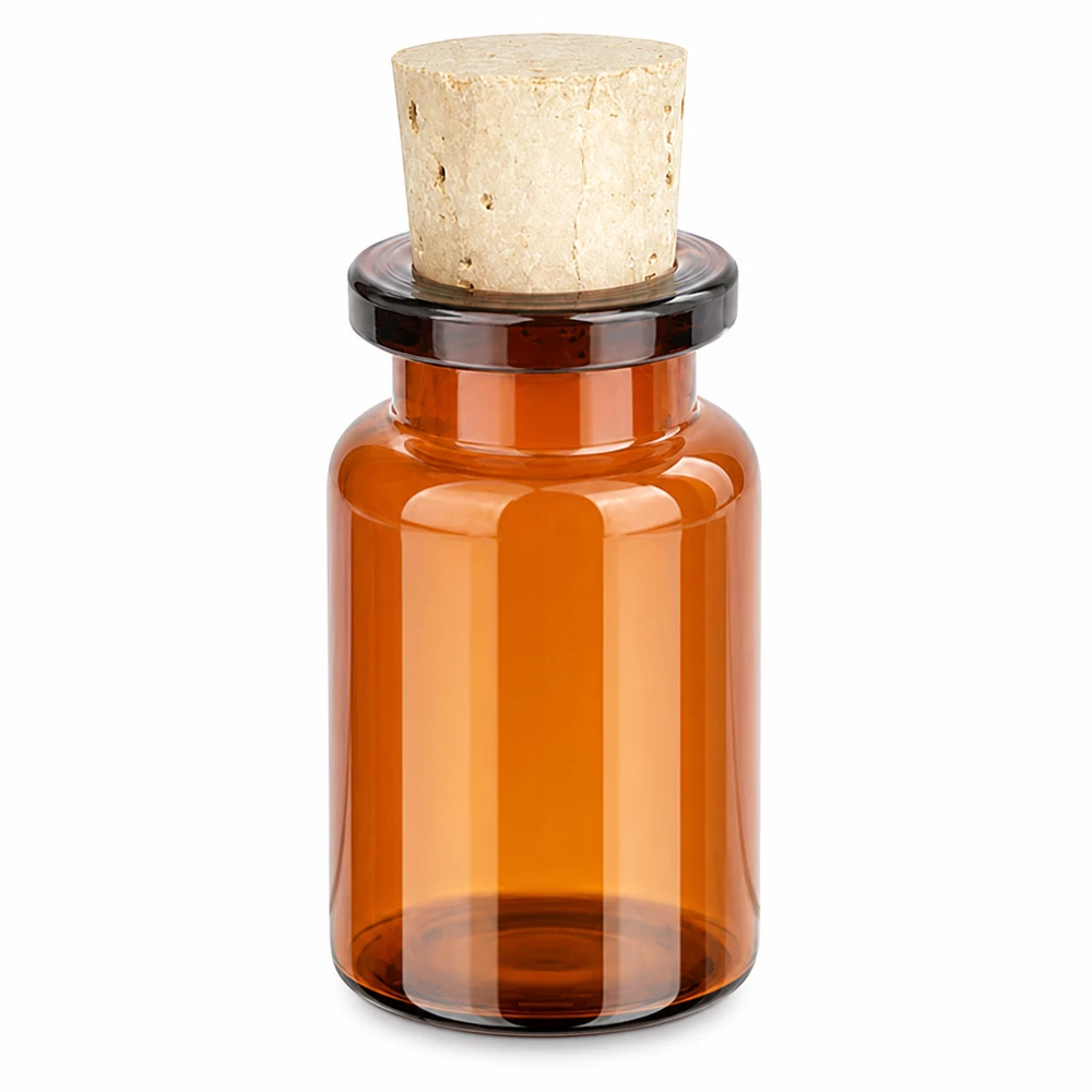 Butelka z bursztynowego szkła 5 ml z korkiem 11/14 mm Lichtschutzflasche Braunglas 5ml mit Korken ideal für Laborproben und Reagenzien