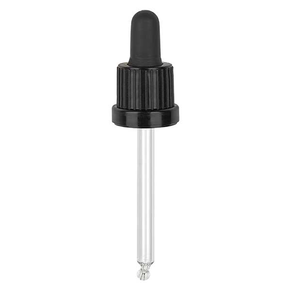 Szklany dropper czarny/czarny 18mm PL78 OVII Szklany dropper czarny/czarny 18mm PL78 OVII
