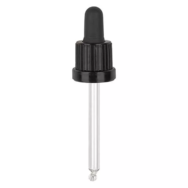 Szklany dropper czarny/czarny 18mm PL78 OVII