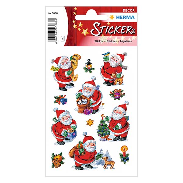 Naklejki &quot;Father Christmas 2&quot; (36 naklejek) | 3 arkusze = 36 papierowych naklejek.