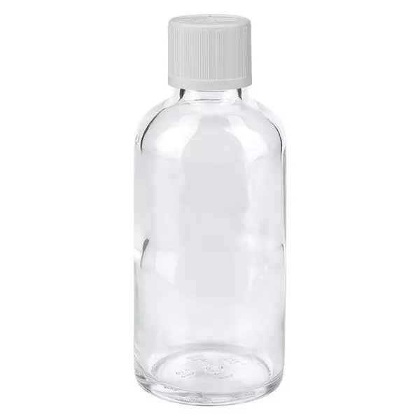 Butelka apteczna przezroczysta 50ml zakrętka biała KiSi St