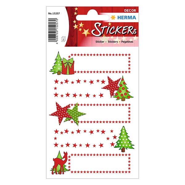 Naklejki "Stars & Fir" (10 naklejek z brokatem) | 4 arkusze = 10 naklejek papierowych Naklejki "Stars & Fir" (10 naklejek z brokatem) | 4 arkusze = 10 naklejek papierowych
