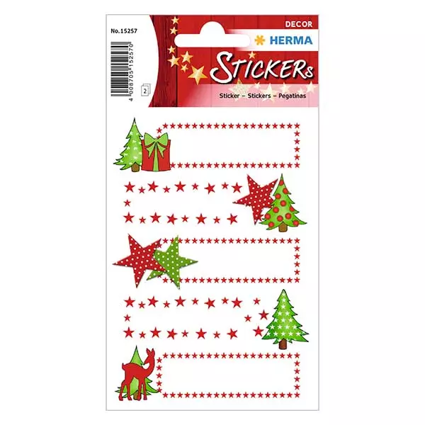 Naklejki "Stars & Fir" (10 naklejek z brokatem) | 4 arkusze = 10 naklejek papierowych Naklejki "Stars & Fir" (10 naklejek z brokatem) | 4 arkusze = 10 naklejek papierowych