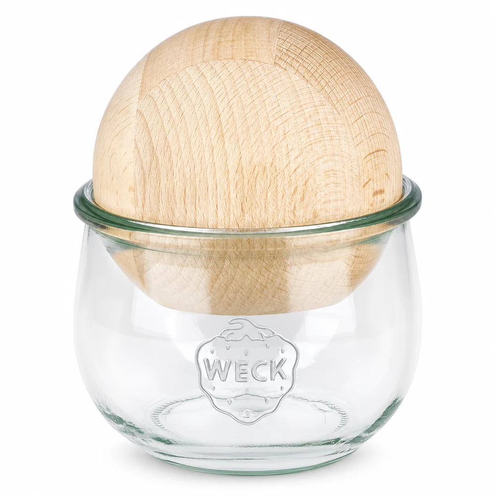 580ml słoik tulipan WECK RR100 z drewnianą kulką buk